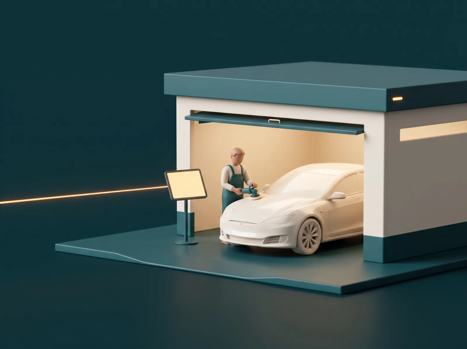 Aufbereiter meldet ein Auto fertig, Händler OS zeigt den Stand